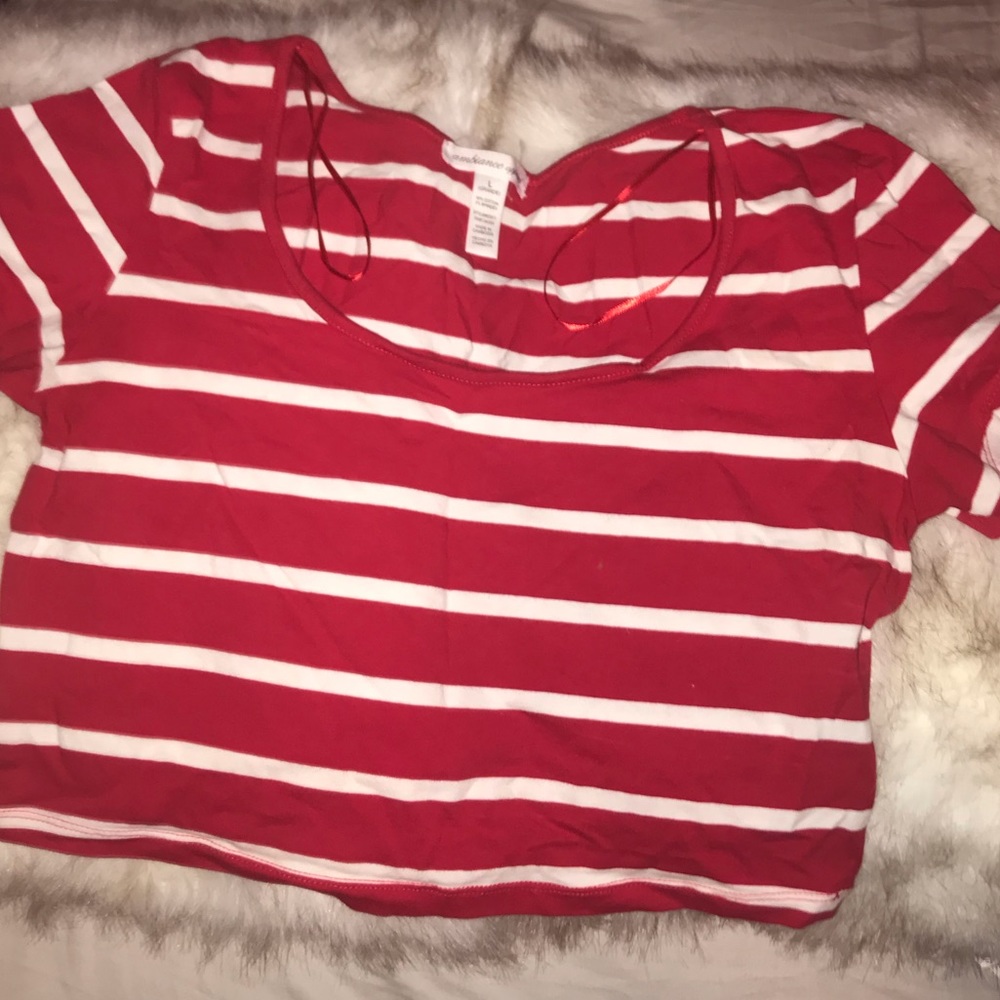 Red and White Crop Top